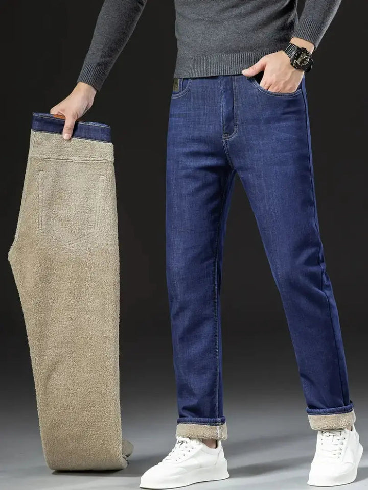 Herenjeans met fleecevoering en rechte pijpen