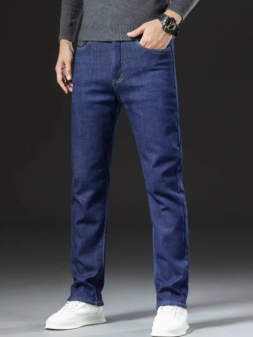 Herenjeans met fleecevoering en rechte pijpen