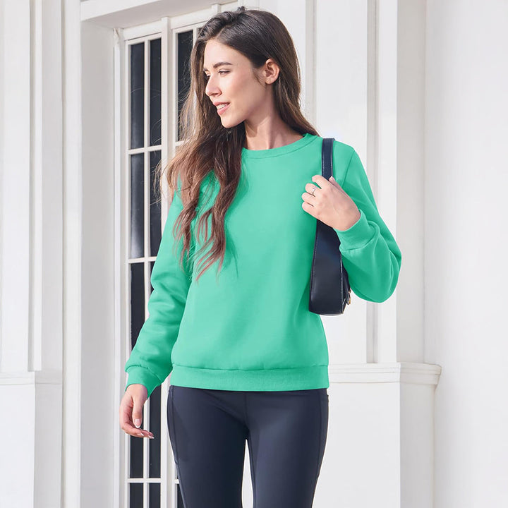 Dames-sweatshirt met fleecevoering en ronde hals