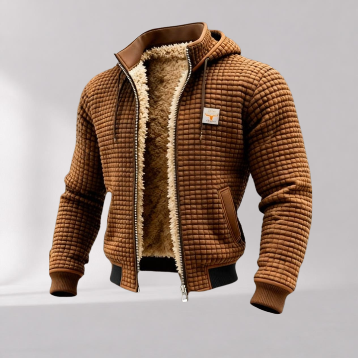 Blouson Bomber Matelassé Homme Doublé Sherpa avec Détails en Cuir
