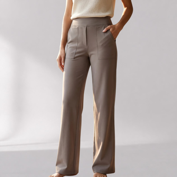 Pantalon Large Taille Haute Extensible Femme