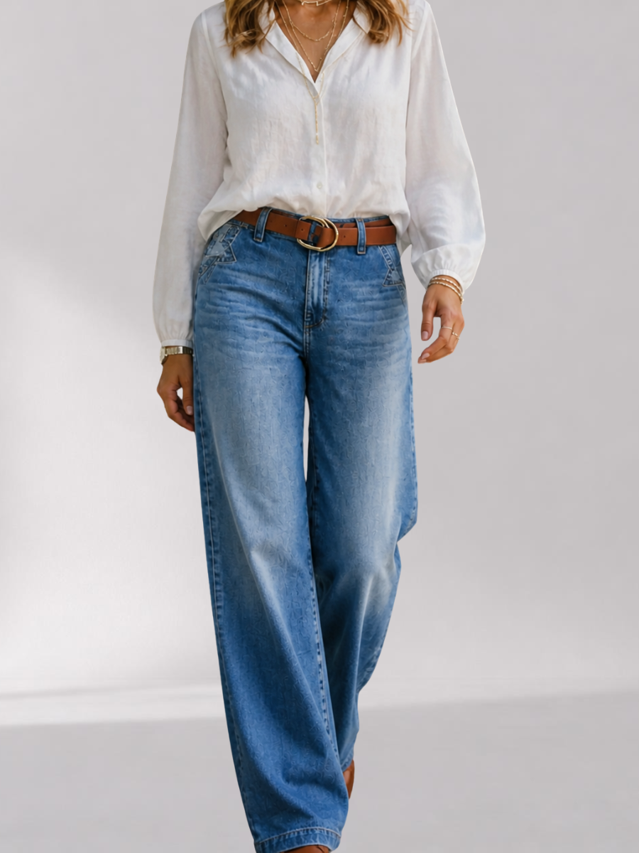 Jean Femme Jambes Larges – Taille Haute Style Vintage