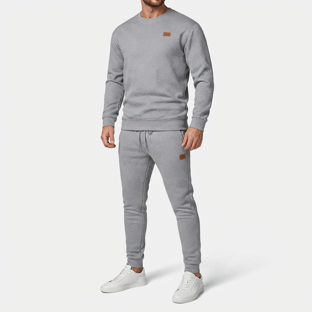 Heren-sweatset met ronde hals, lange mouwen en joggerbroek met trekkoord
