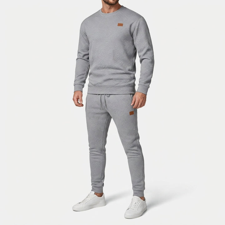Heren-sweatset met ronde hals, lange mouwen en joggerbroek met trekkoord