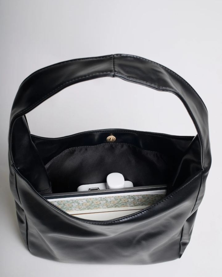 Women's Vegan Leather Hobo Handbag with a Wide Strap