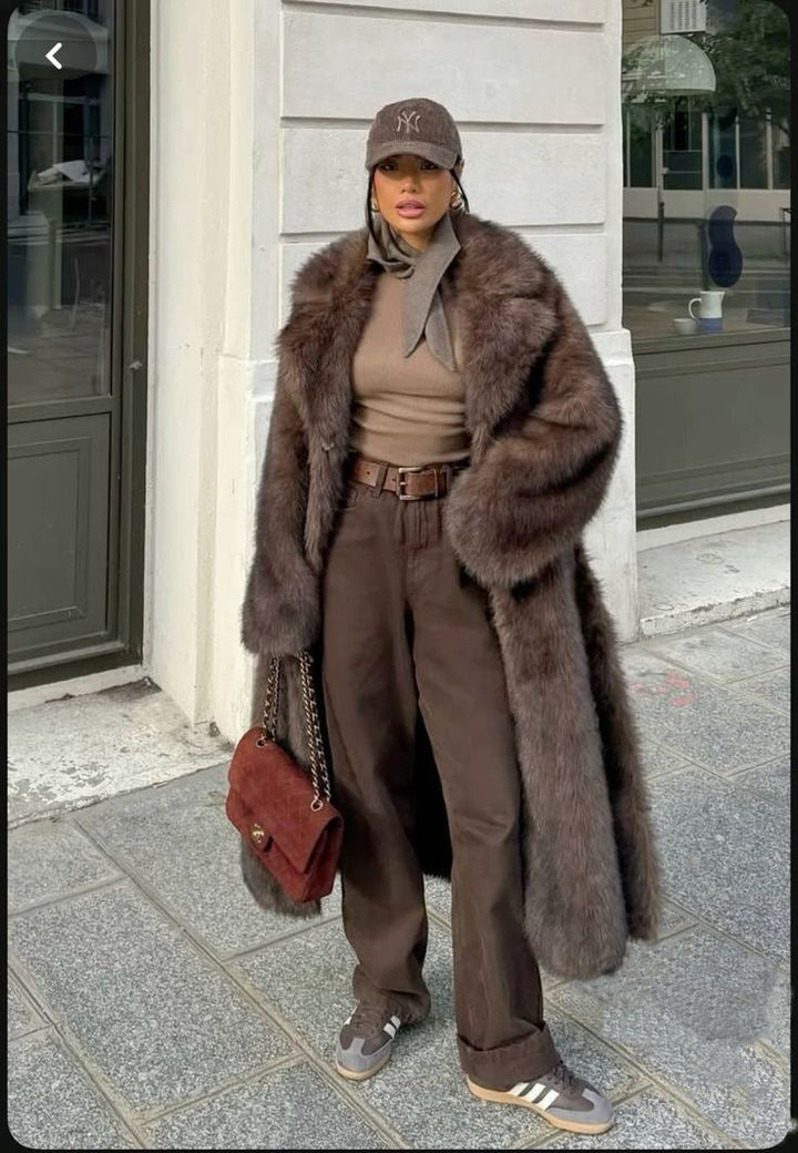 Manteau Long Femme en Fausse Fourrure – Coupe Maxi