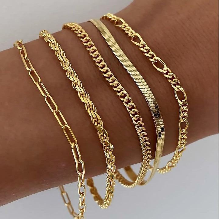 Ensemble de Bracelets Dorés en Acier Inoxydable