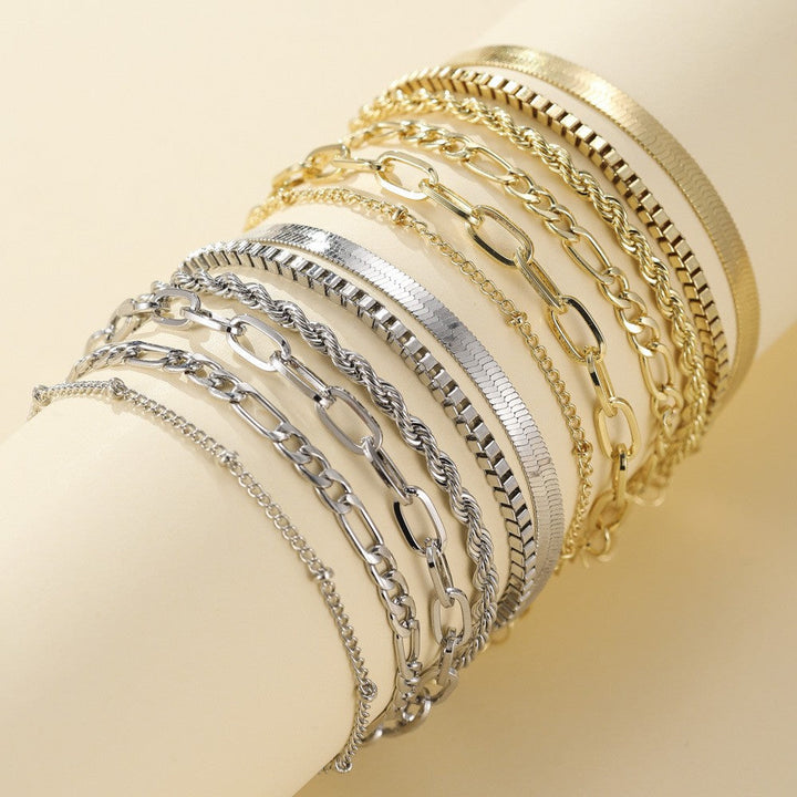 Ensemble de Bracelets Dorés en Acier Inoxydable