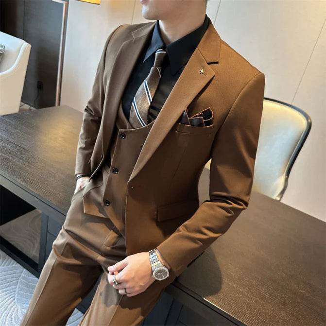 Costume Invité De Mariage 3 Pièces Structuré À 1 Bouton Pour Homme | Moderne