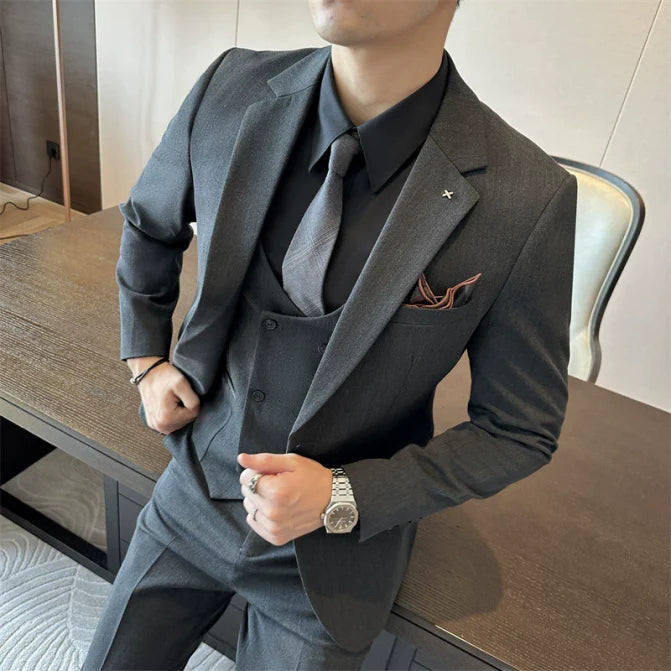 Costume Invité De Mariage 3 Pièces Structuré À 1 Bouton Pour Homme | Moderne