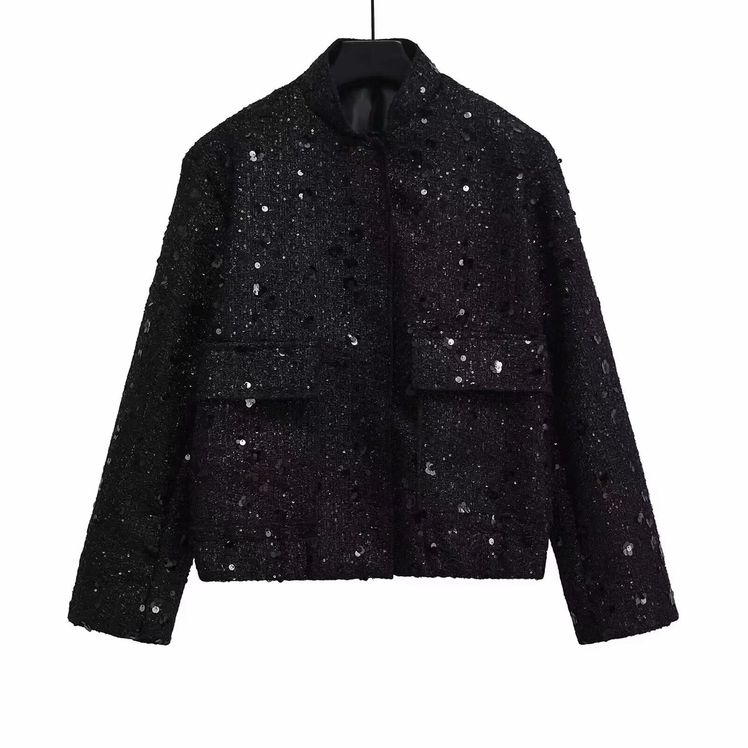 Veste De Femme Manches Longues Pailletten | Court