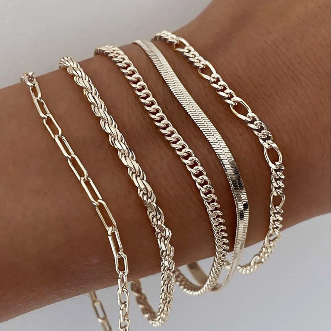 Ensemble de Bracelets Dorés en Acier Inoxydable