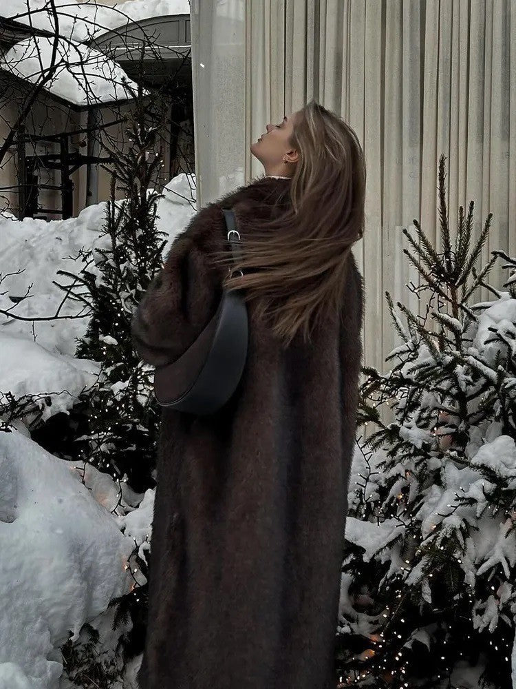 Manteau Long Femme en Fausse Fourrure – Coupe Maxi