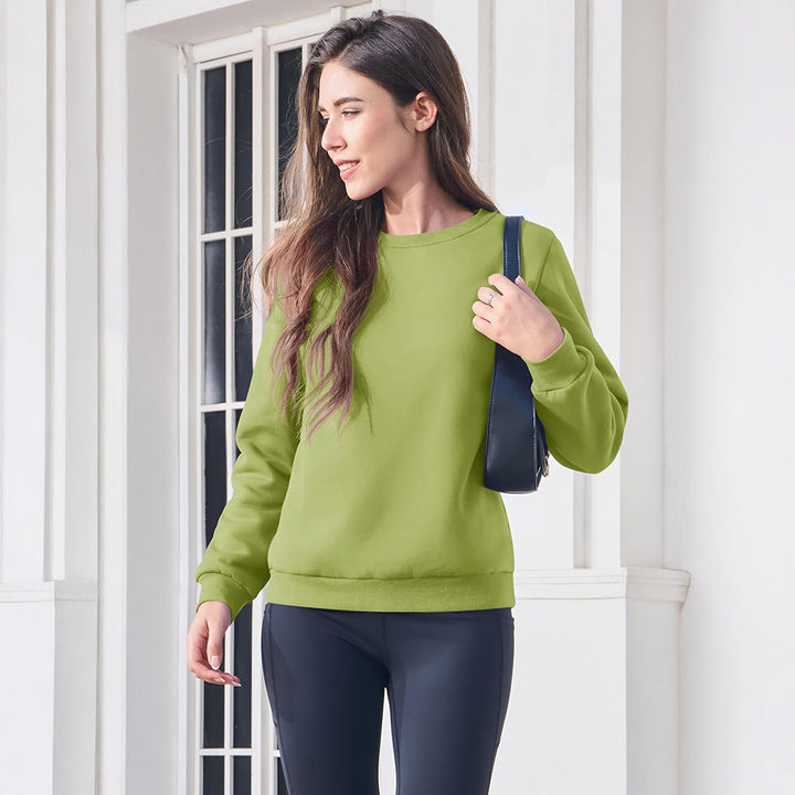 Dames-sweatshirt met fleecevoering en ronde hals