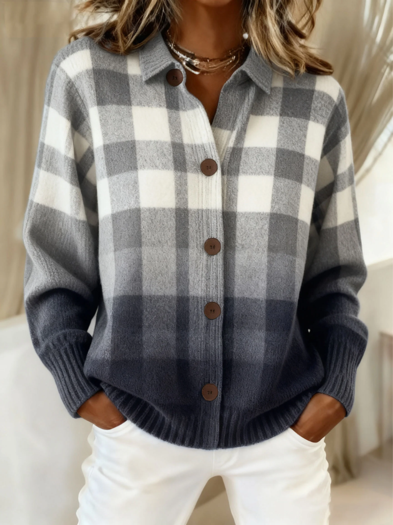 Camicia da donna a quadri in flanella – misto cotone e abbottonata