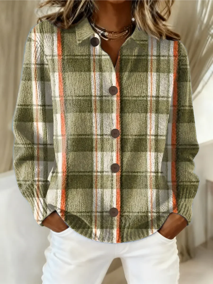 Camicia da donna a quadri in flanella – misto cotone e abbottonata