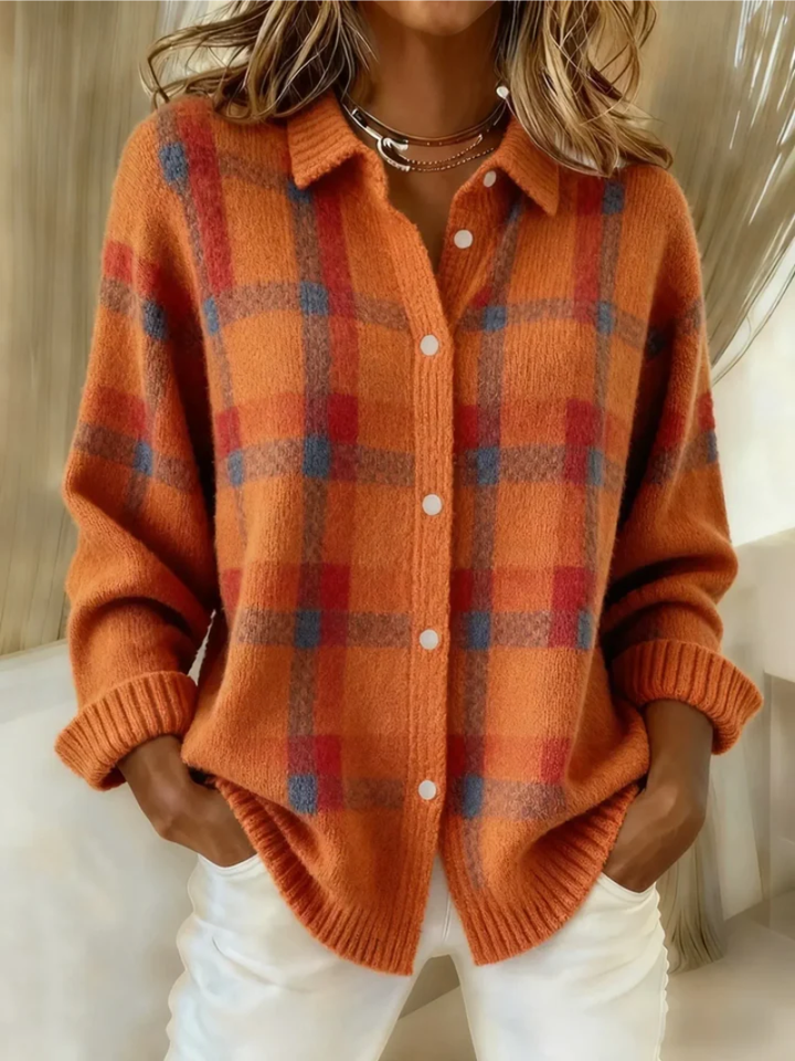 Camicia da donna a quadri in flanella – misto cotone e abbottonata