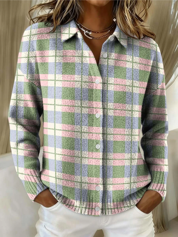 Camicia da donna a quadri in flanella – misto cotone e abbottonata