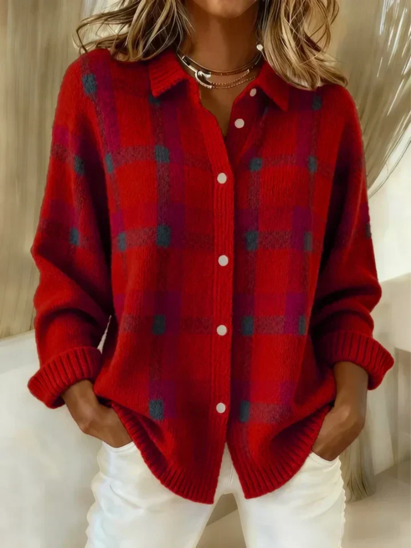 Camicia da donna a quadri in flanella – misto cotone e abbottonata