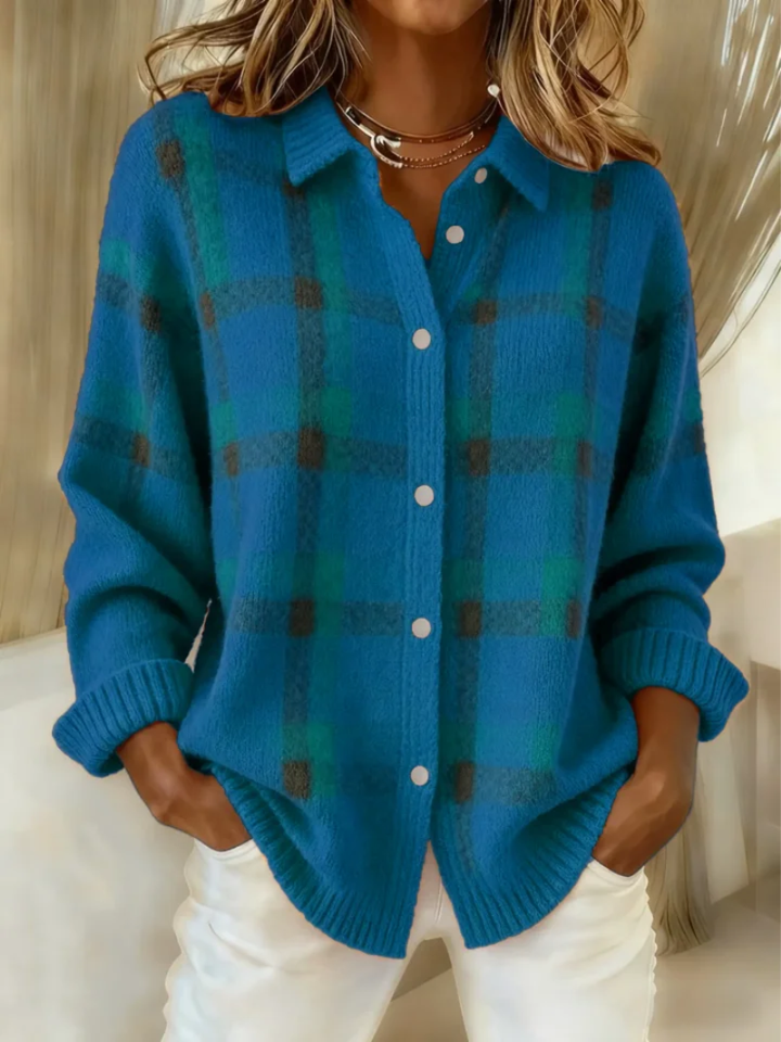Camicia da donna a quadri in flanella – misto cotone e abbottonata