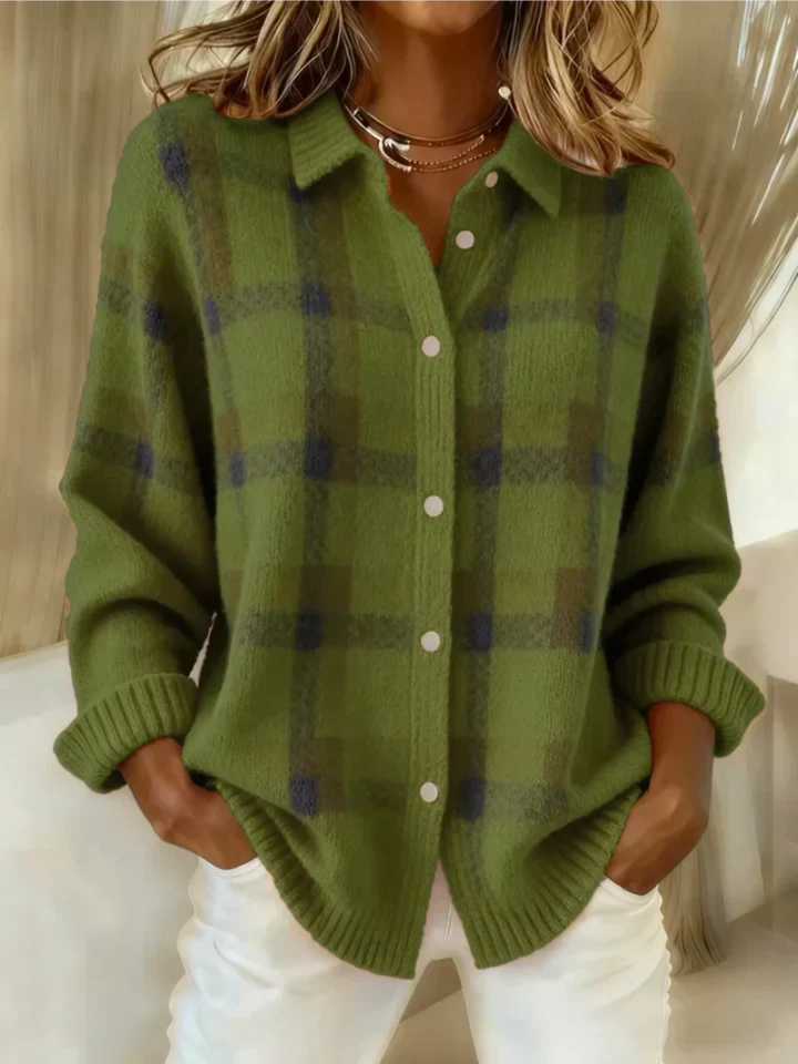 Camicia da donna a quadri in flanella – misto cotone e abbottonata