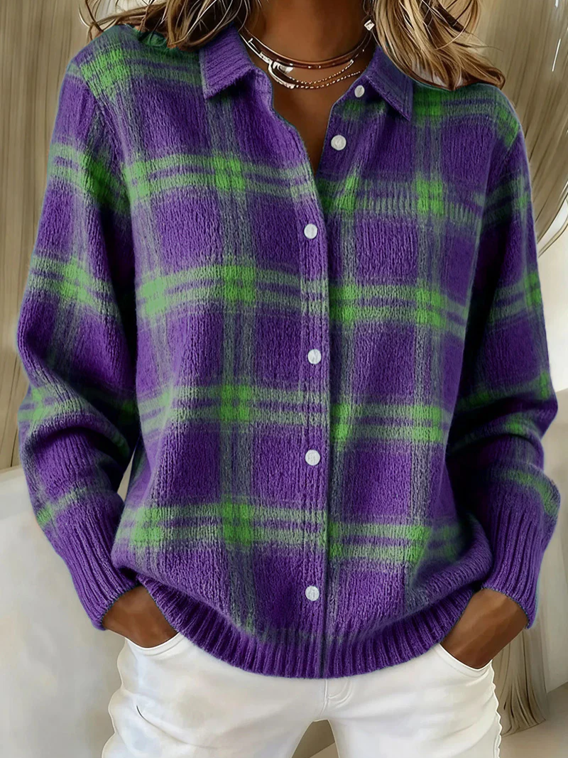 Camicia da donna a quadri in flanella – misto cotone e abbottonata