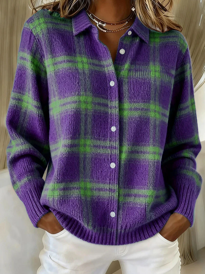 Camicia da donna a quadri in flanella – misto cotone e abbottonata