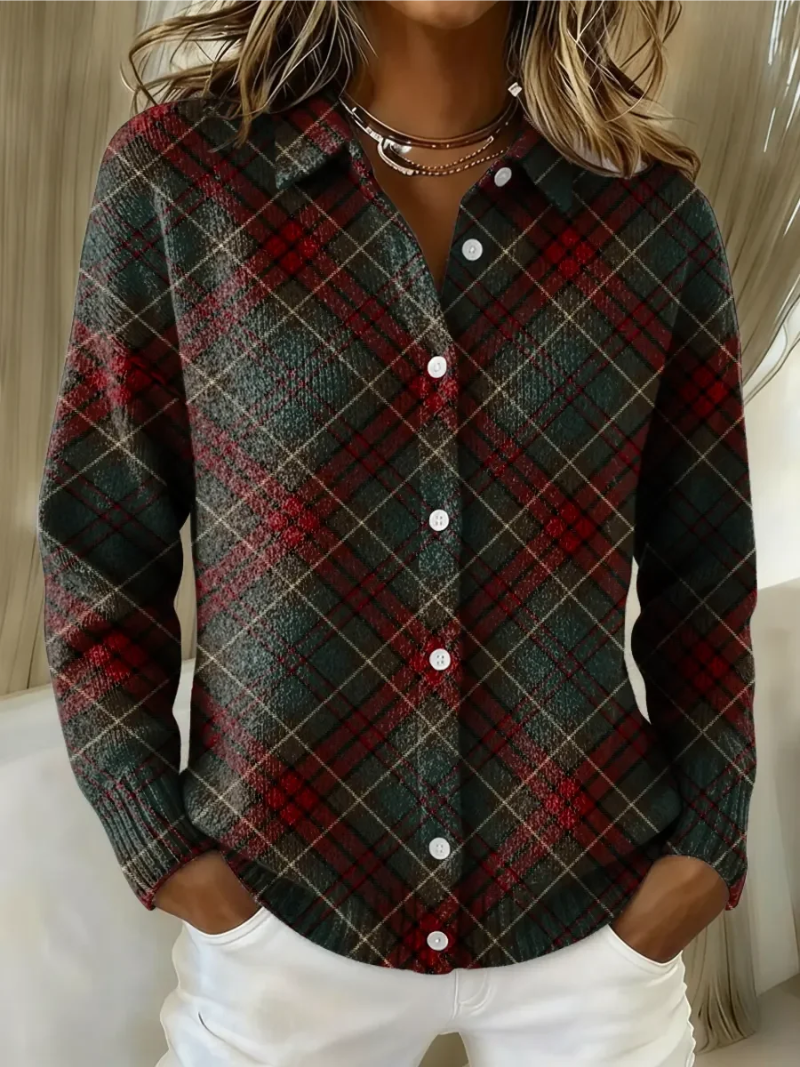 Camicia da donna a quadri in flanella – misto cotone e abbottonata