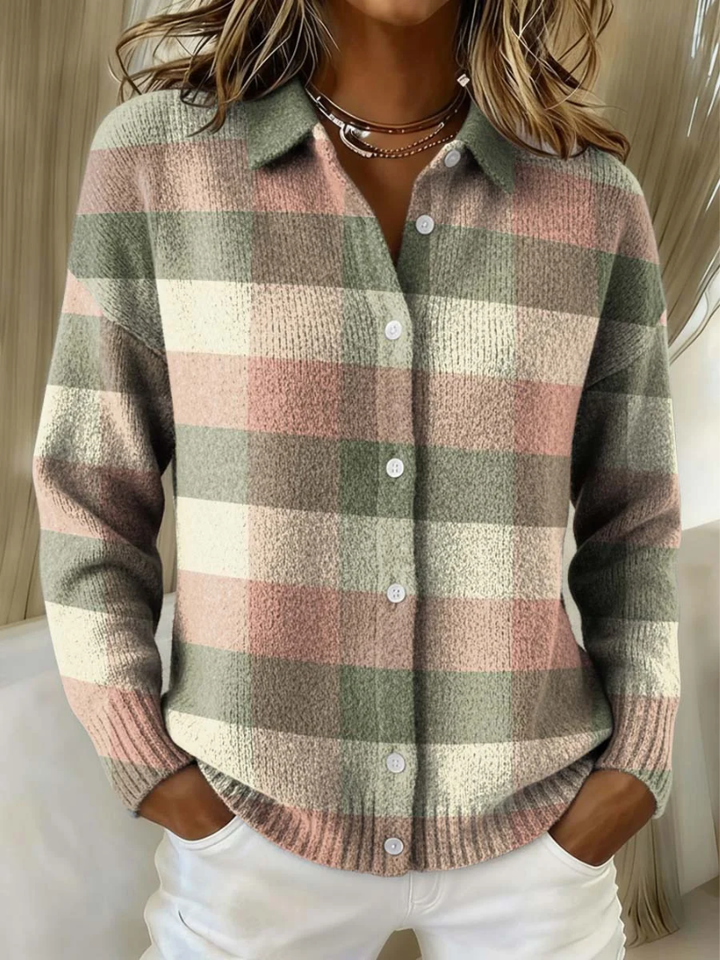 Camicia da donna a quadri in flanella – misto cotone e abbottonata