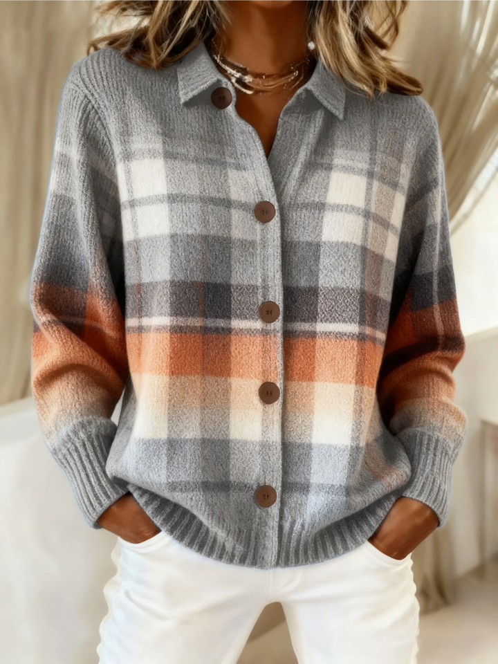 Camicia da donna a quadri in flanella – misto cotone e abbottonata