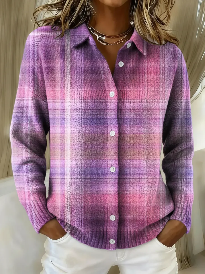 Camicia da donna a quadri in flanella – misto cotone e abbottonata