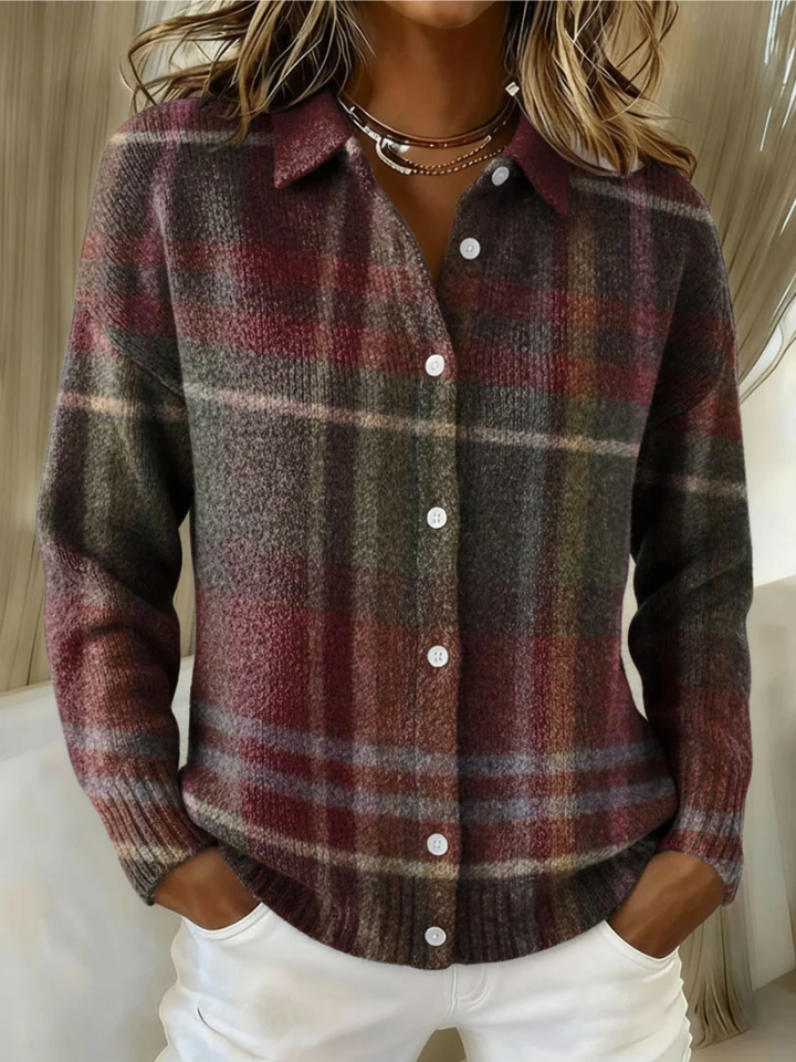 Camicia da donna a quadri in flanella – misto cotone e abbottonata