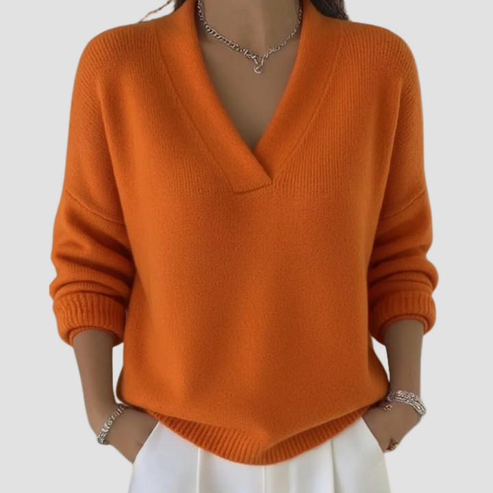 Colette | Pull femme à col en V en mélange de coton doux