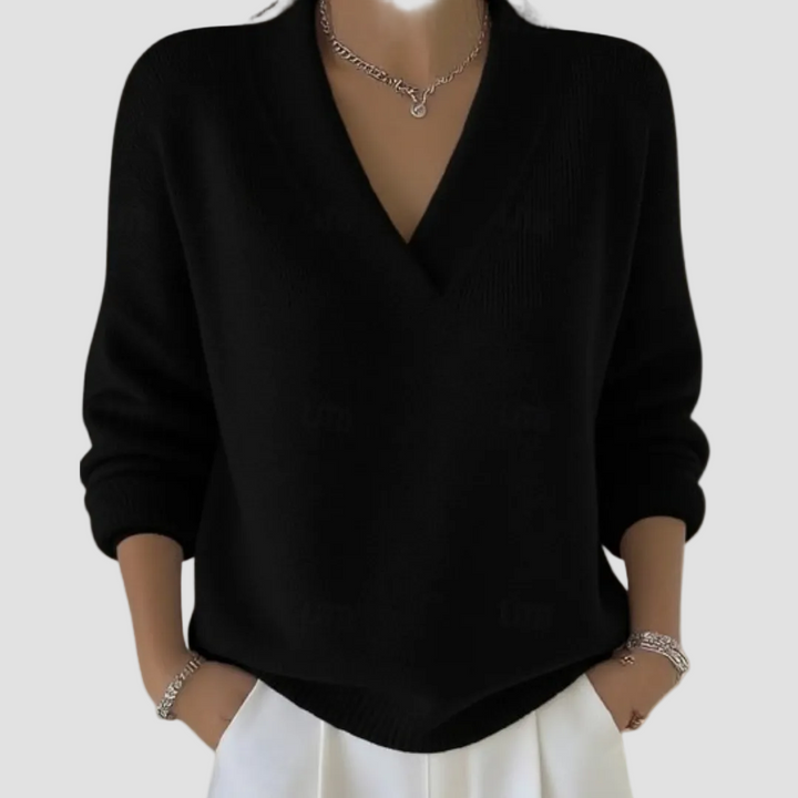 Colette | Pull femme à col en V en mélange de coton doux