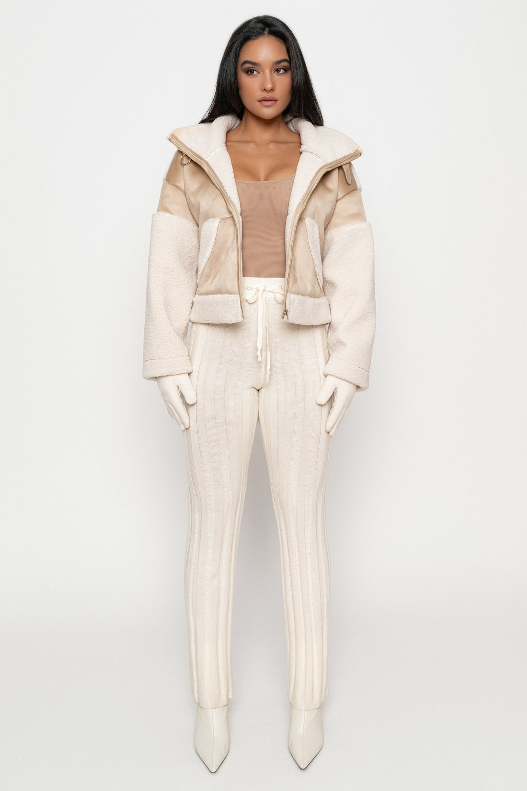 Women's High-Neck Sherpa and Faux Suede Vest