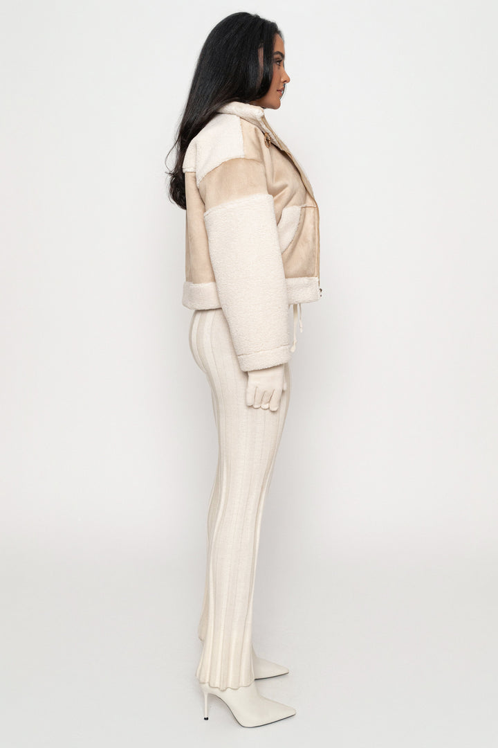Women's High-Neck Sherpa and Faux Suede Vest