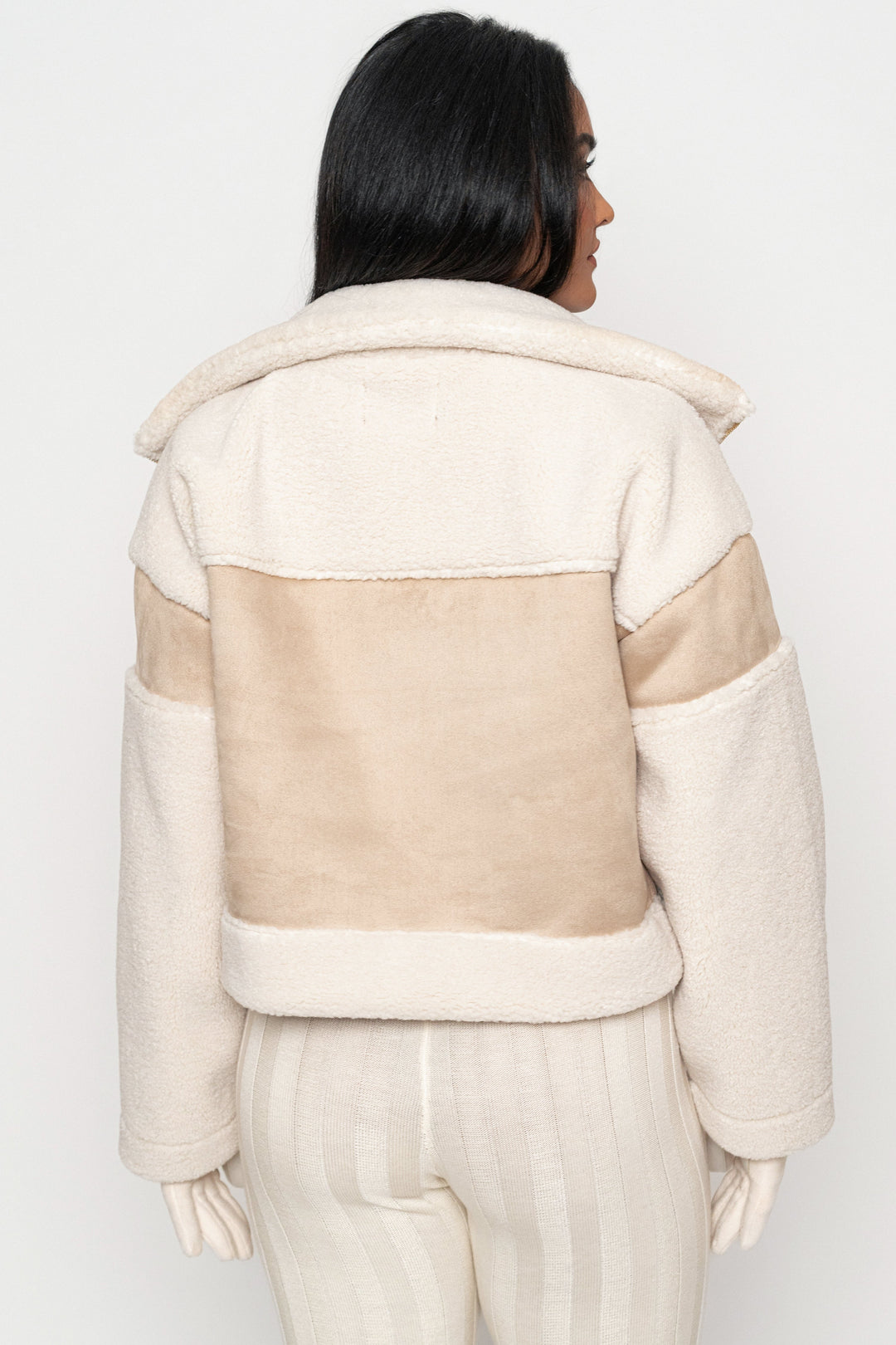 Women's High-Neck Sherpa and Faux Suede Vest
