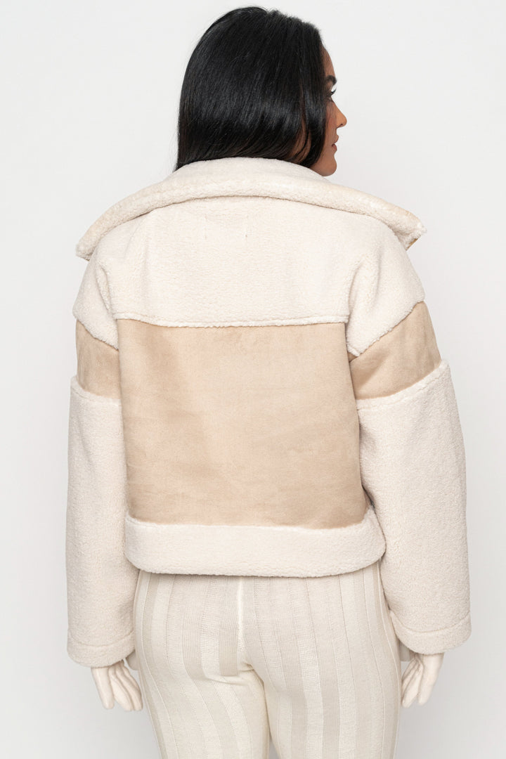 Women's High-Neck Sherpa and Faux Suede Vest