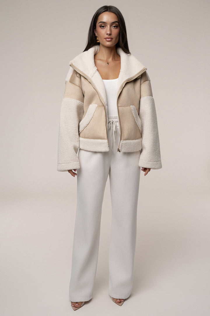 Women's High-Neck Sherpa and Faux Suede Vest