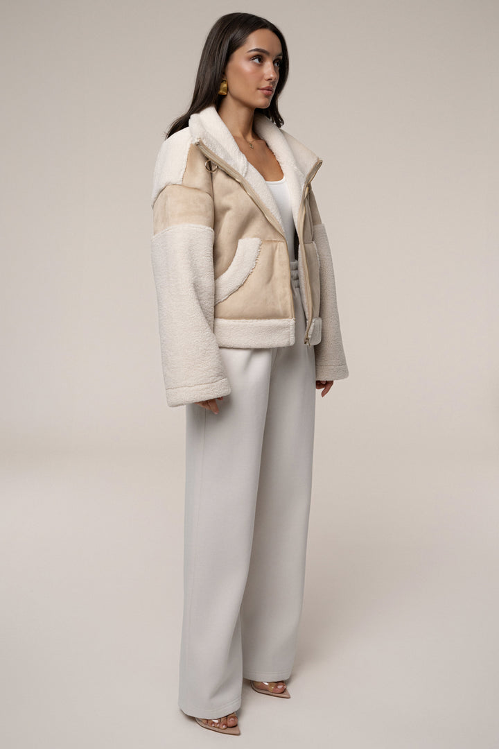Women's High-Neck Sherpa and Faux Suede Vest