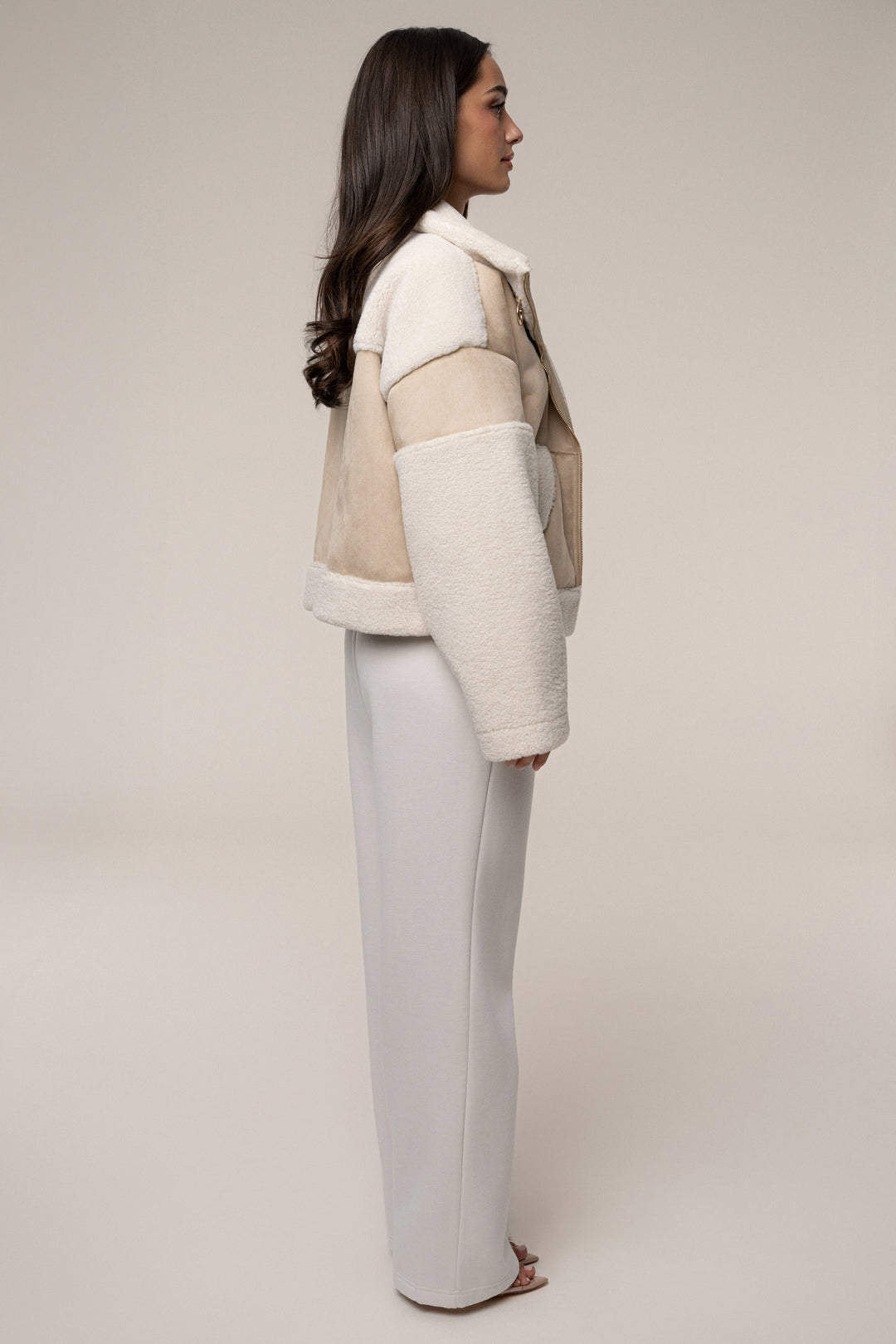 Women's High-Neck Sherpa and Faux Suede Vest