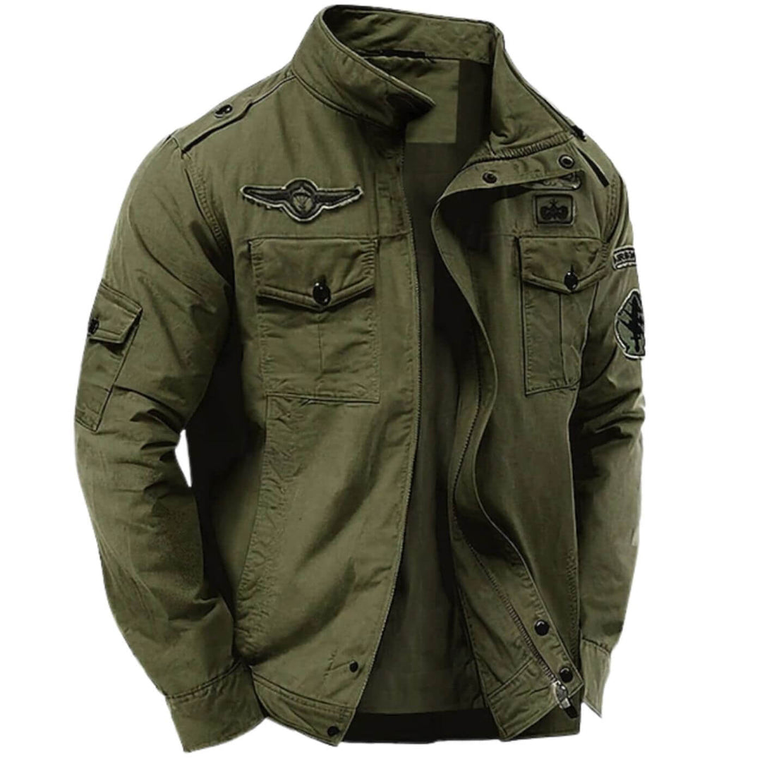 Veste Cargo Homme en Coton – Col Montant Style Militaire