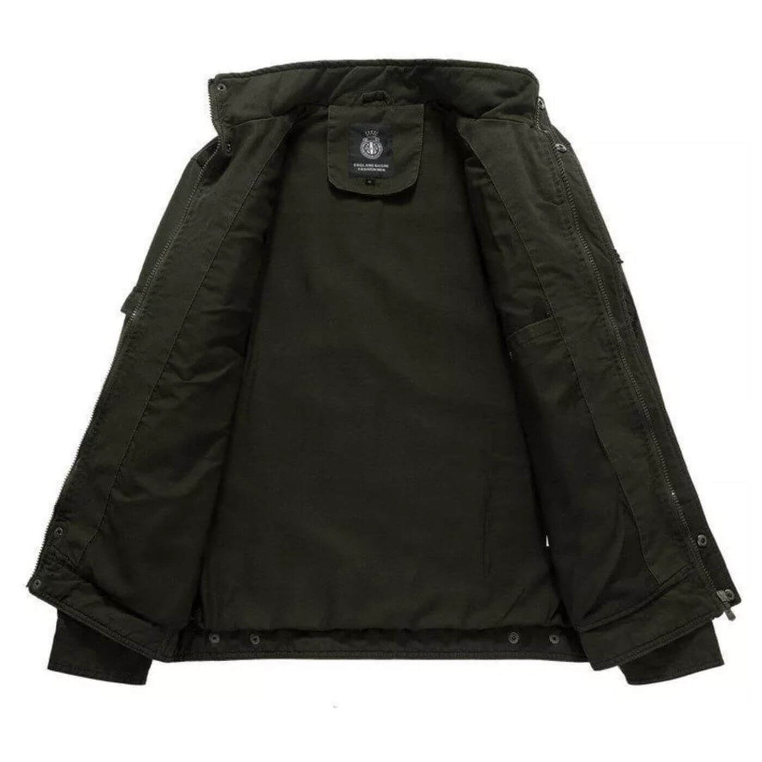 Veste Cargo Homme en Coton – Col Montant Style Militaire