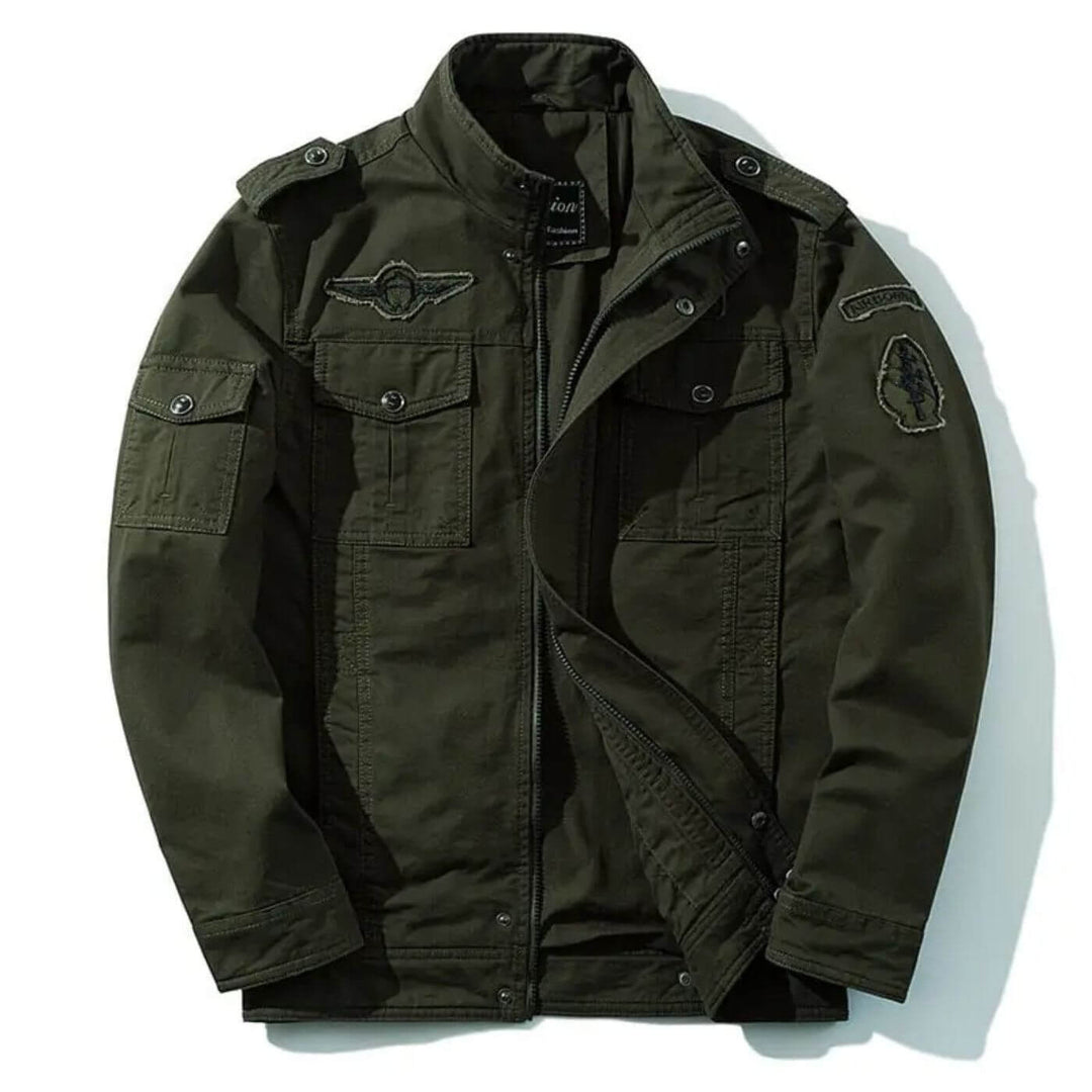 Veste Cargo Homme en Coton – Col Montant Style Militaire
