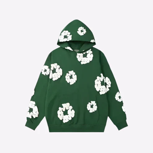 Hoodie für Herren mit Blumenmuster, Kängurutasche und langen Ärmeln