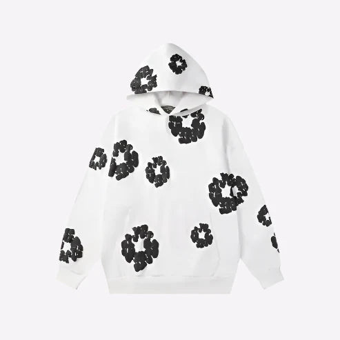 Hoodie für Herren mit Blumenmuster, Kängurutasche und langen Ärmeln