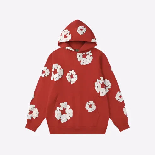 Hoodie für Herren mit Blumenmuster, Kängurutasche und langen Ärmeln