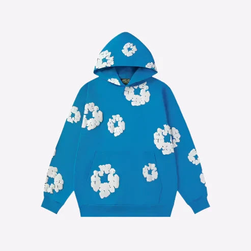 Hoodie für Herren mit Blumenmuster, Kängurutasche und langen Ärmeln