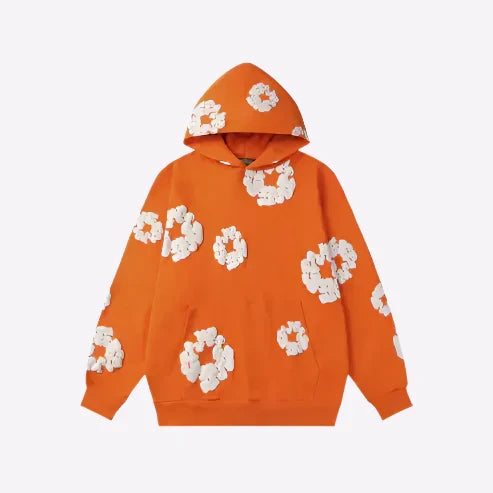 Hoodie für Herren mit Blumenmuster, Kängurutasche und langen Ärmeln