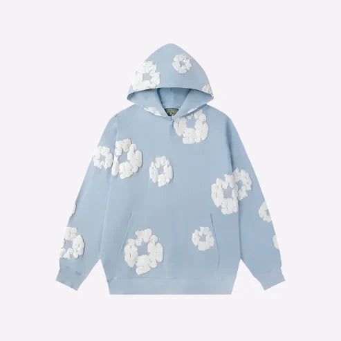 Hoodie für Herren mit Blumenmuster, Kängurutasche und langen Ärmeln